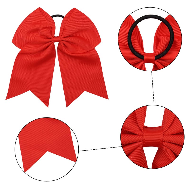 JOYOYO 20Pcs 8" Large Cheer Bows for Girls Ponytail Holder Grosgrain Ribbon Cheerleading Bows Elastic Hair Tie Bands for Baby Girls School College Teens Senior Cheerleader - Image 3